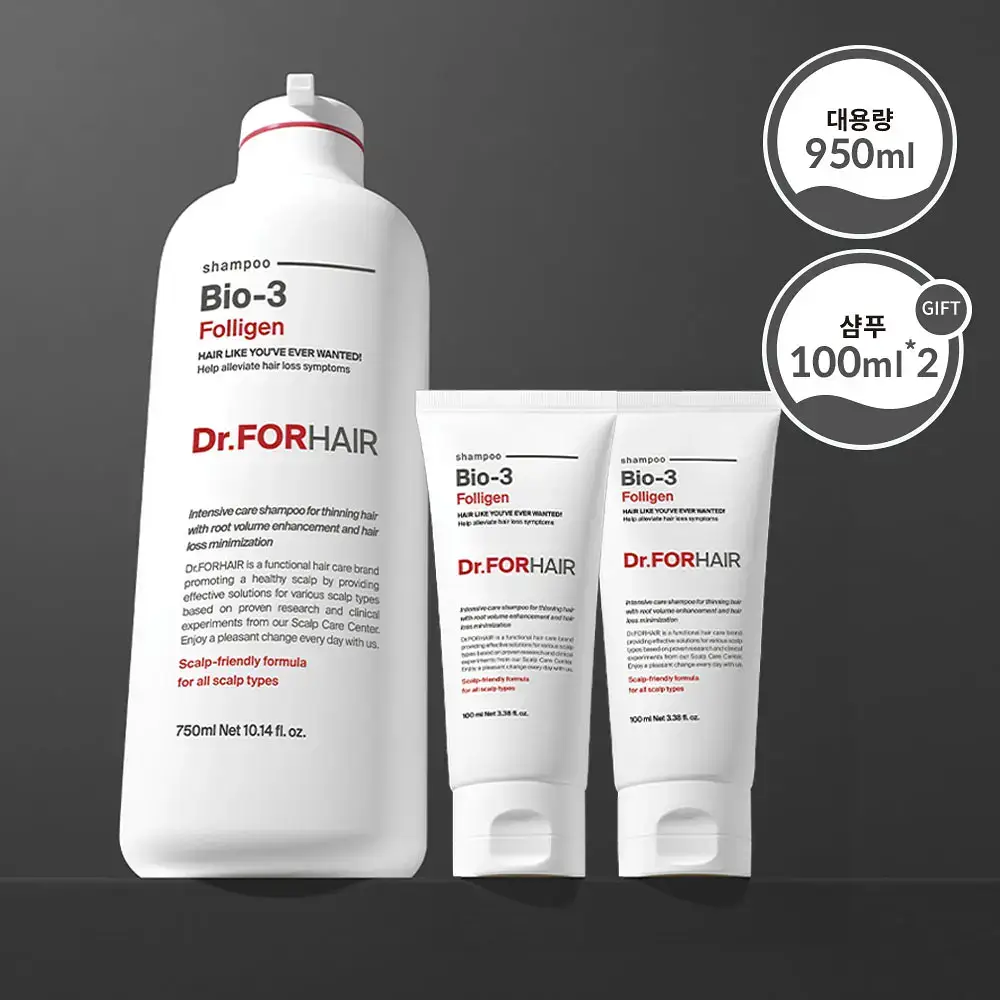 [대용량 샴푸 기획] 닥터포헤어 폴리젠 바이오-3 샴푸 750ml+ 200ml 탈모증상완화 샴푸